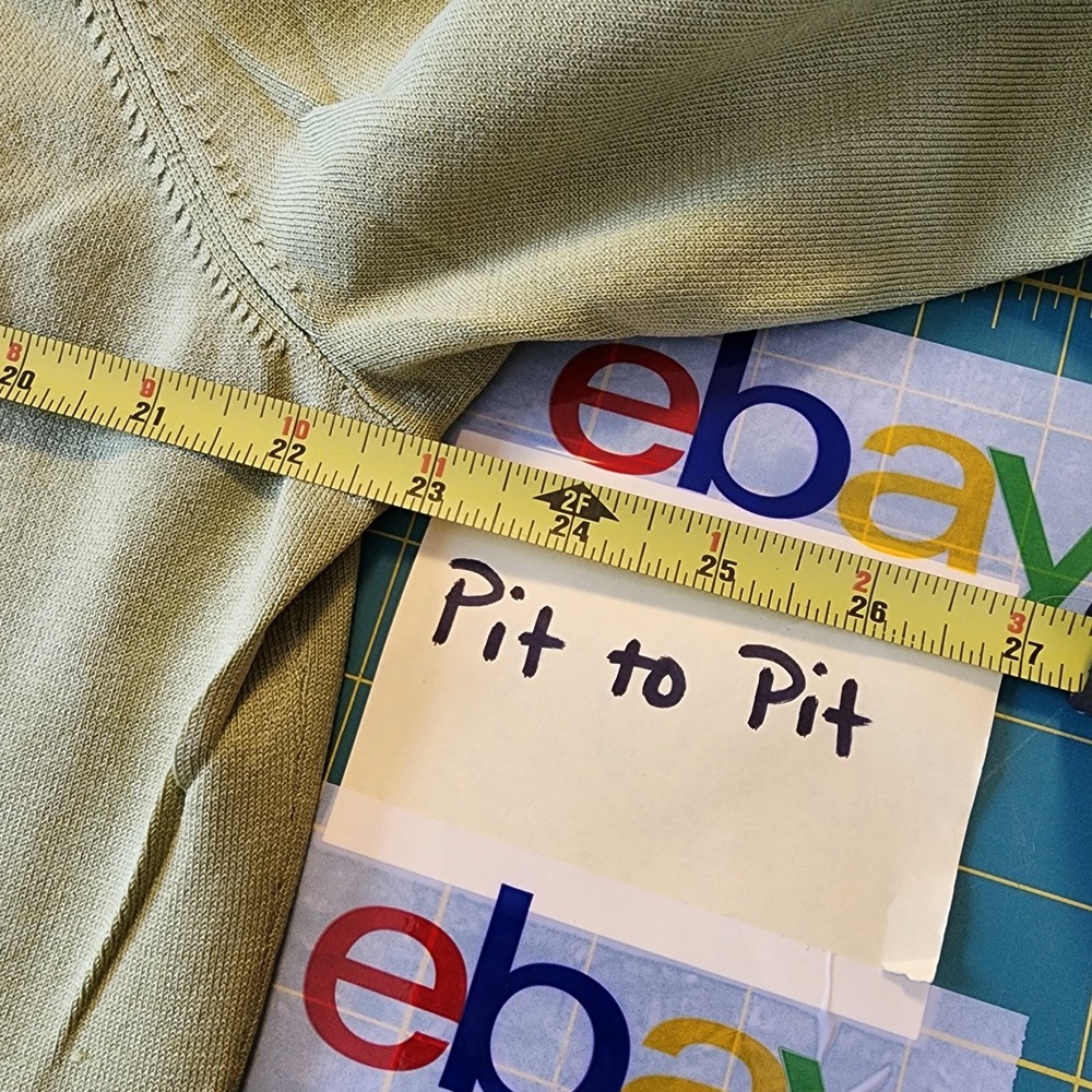August Silk Slime Green Cardigan Professional Work Layering Stretch Office 1X - Picture 5 of 6
